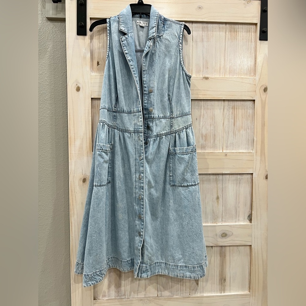 Light Blue Denim Sleeveless Dress